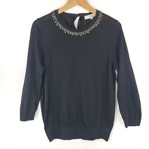 LOFT Studded Round Neck Sweater